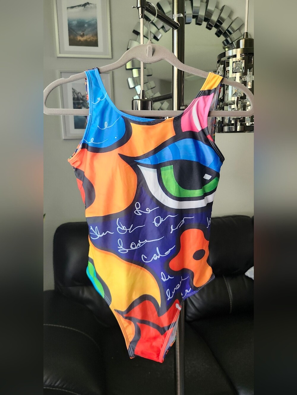 Colorful Abstract Graphic One-Piece Swimsuit NWOT - Size Small